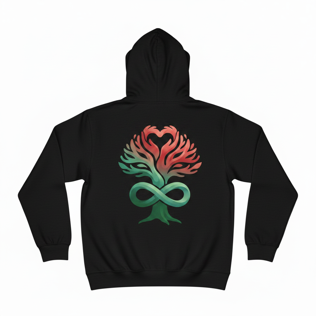 Black Hoodie Back - Heart Tree