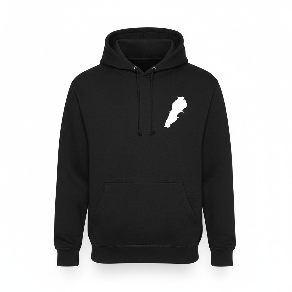 Black Hoodie Front - Lebanon White Fill