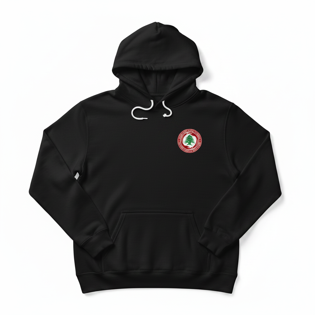 Black Hoodie Front Chest - Cedar Seal