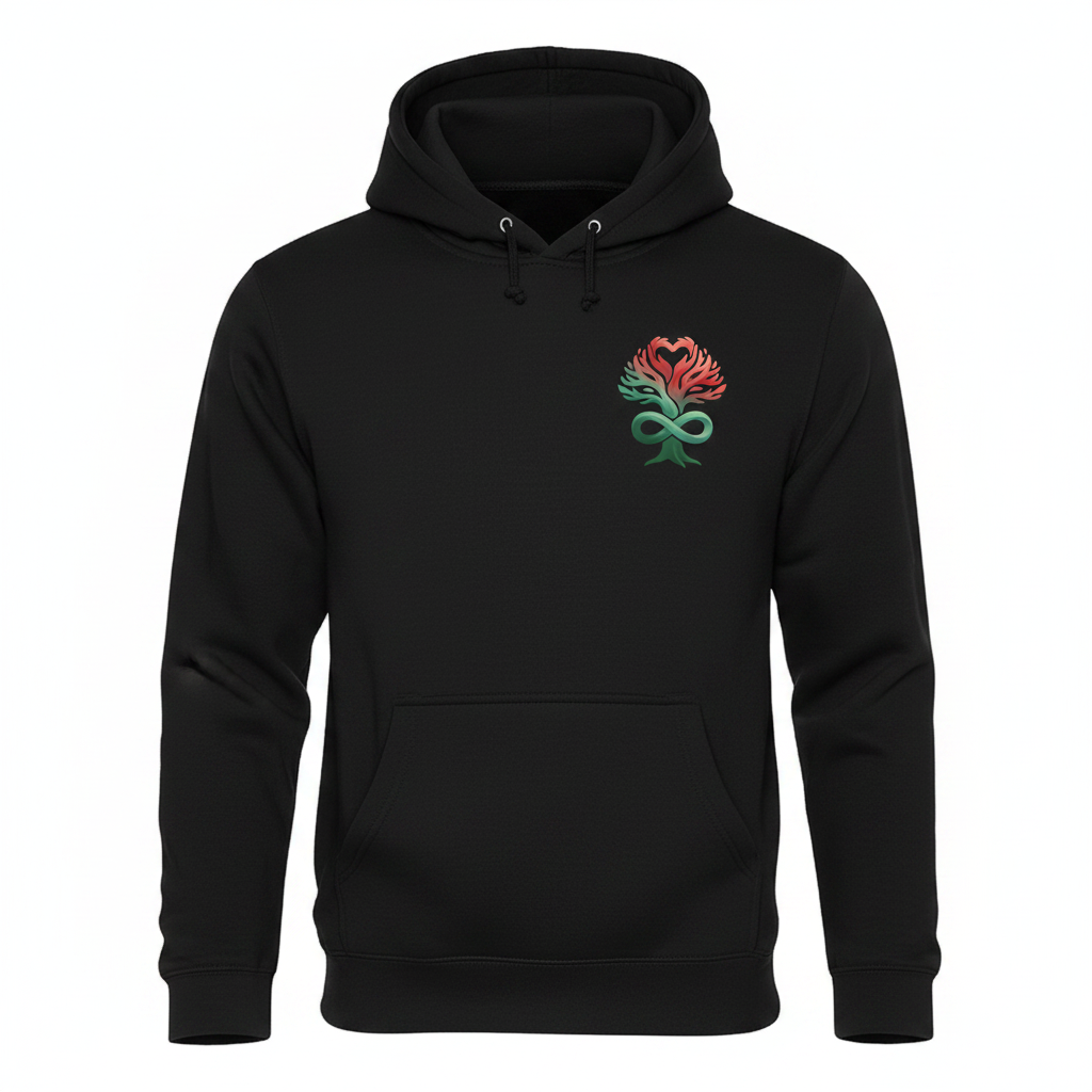 Black Hoodie Right Chest - Heart Tree