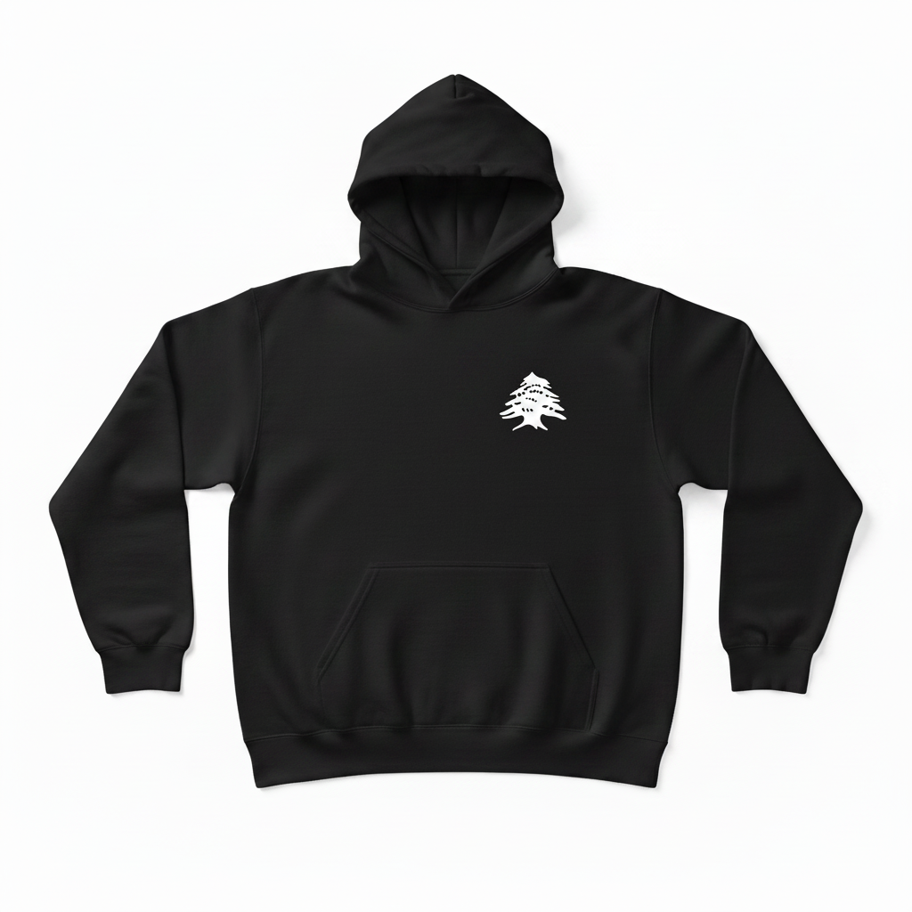 Black Hoodie - White Cedar Silhouette Front Chest