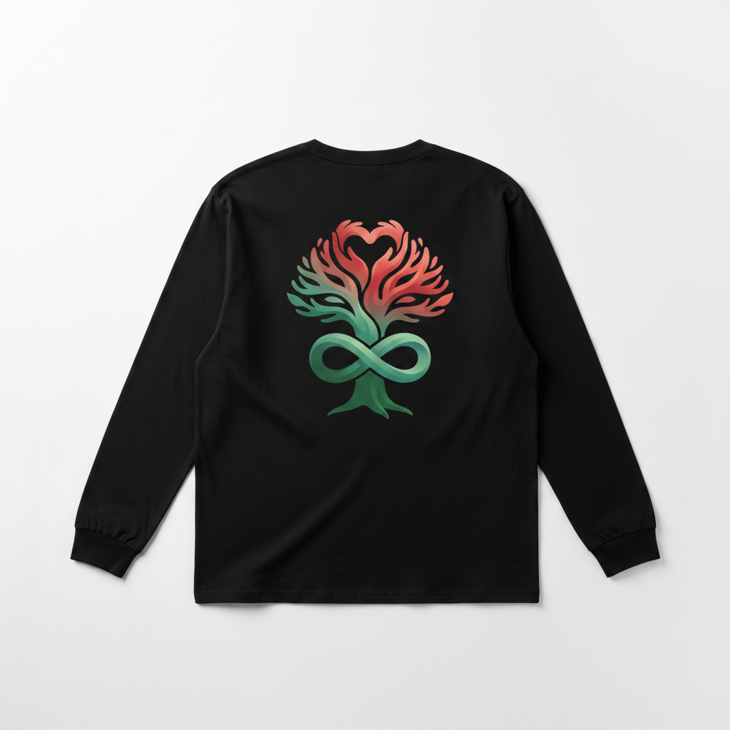 Black Long Sleeve Back - Heart Tree