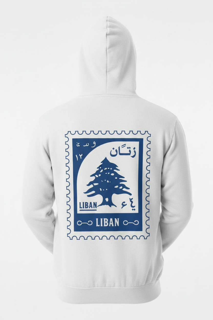 Blue Stamp Hoodie Back