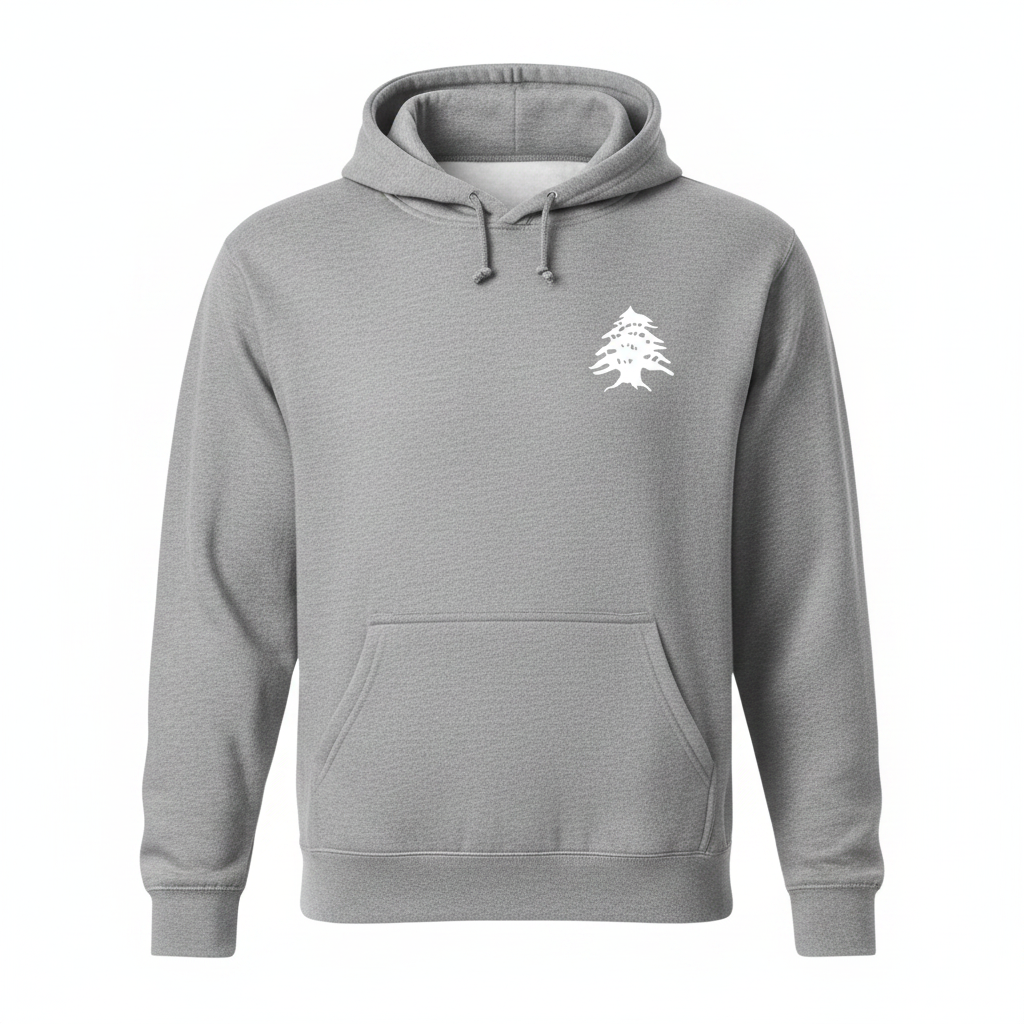 Gray Hoodie Front Chest - White Cedar