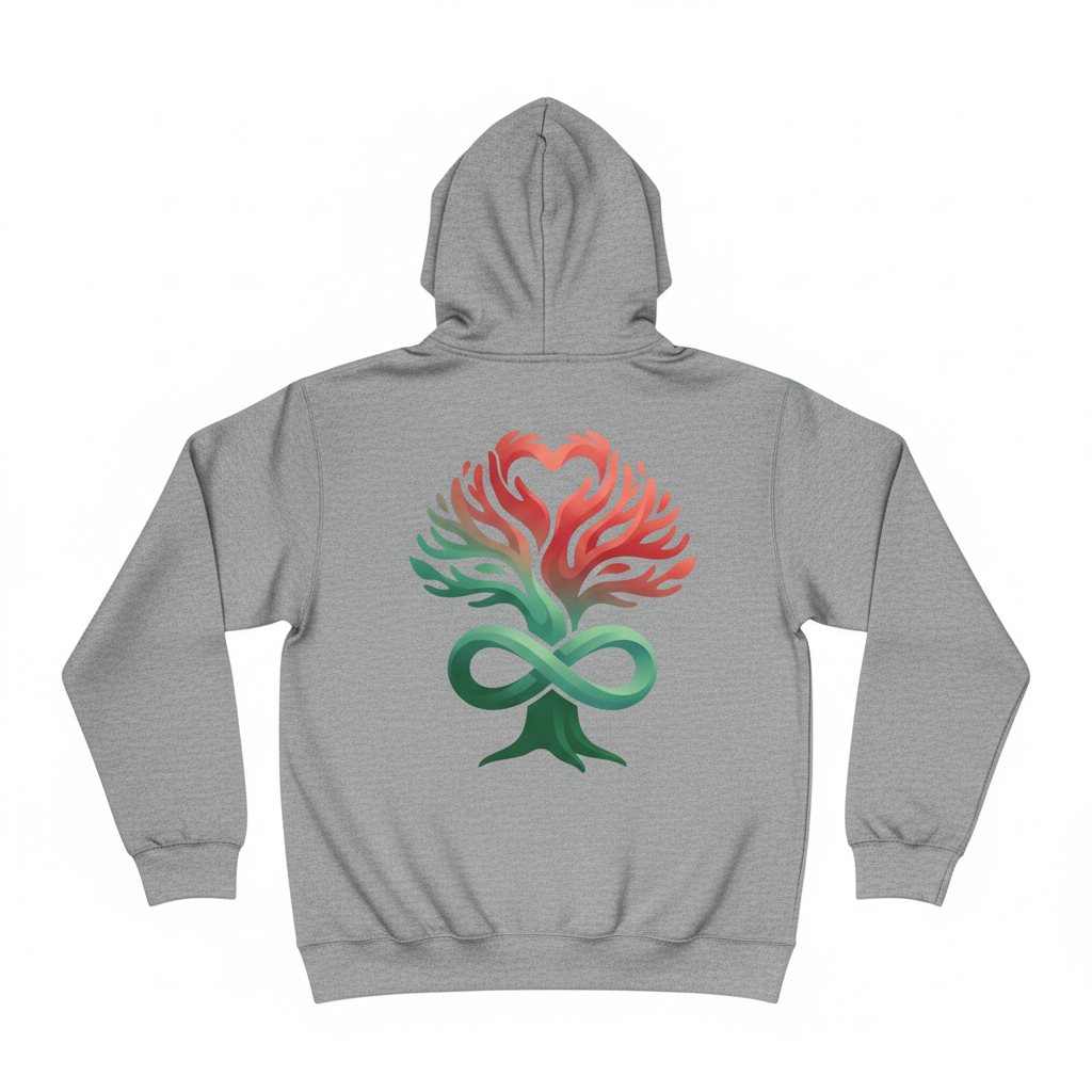 Gray Hoodie - Heart Tree Back