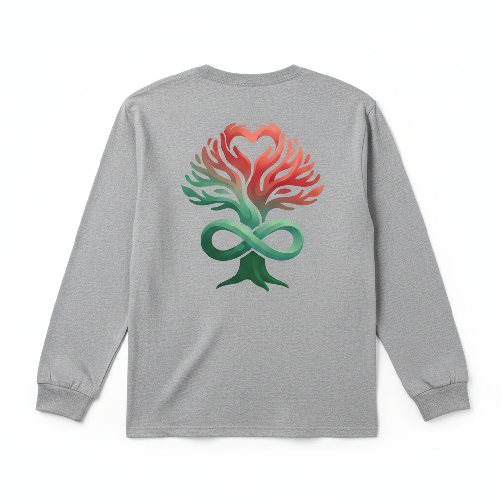 Gray Long Sleeve Back - Heart Tree