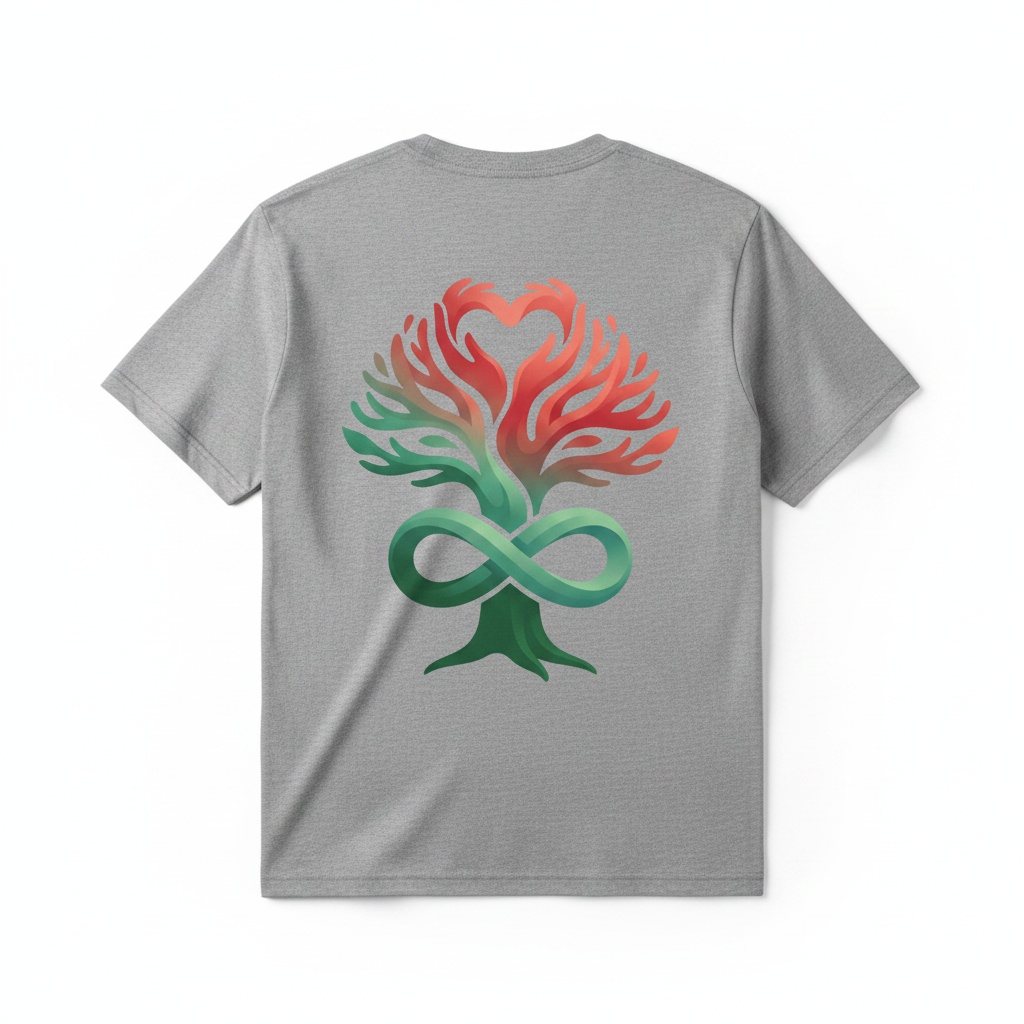 Gray Tee Back - Heart Tree