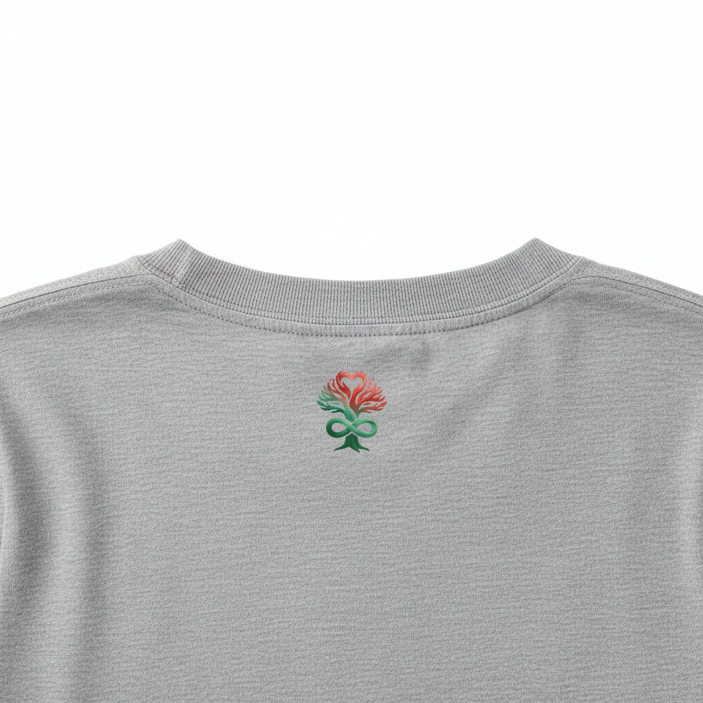 Gray Tee - Back Neck Heart Tree