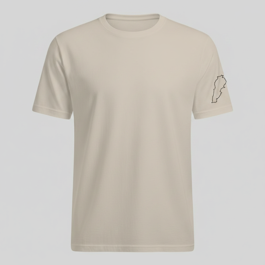 Lebanon Outline Tee – Light Sand, sleeve cuff detail
