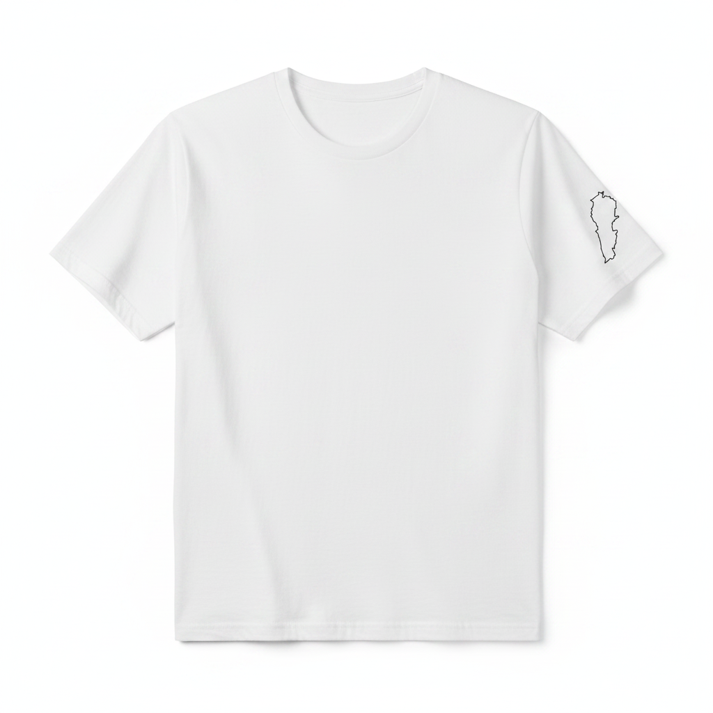 Lebanon Outline Tee – White, sleeve cuff detail