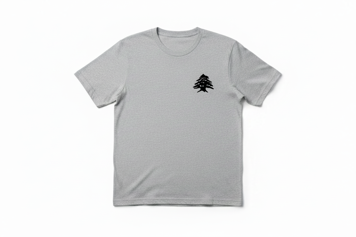 Gray Cedar of Lebanon tee flat lay