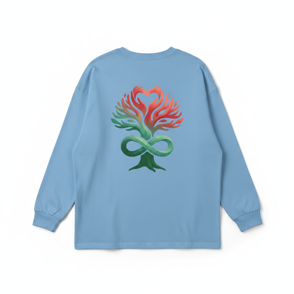 Light Blue Long Sleeve Back - Heart Tree