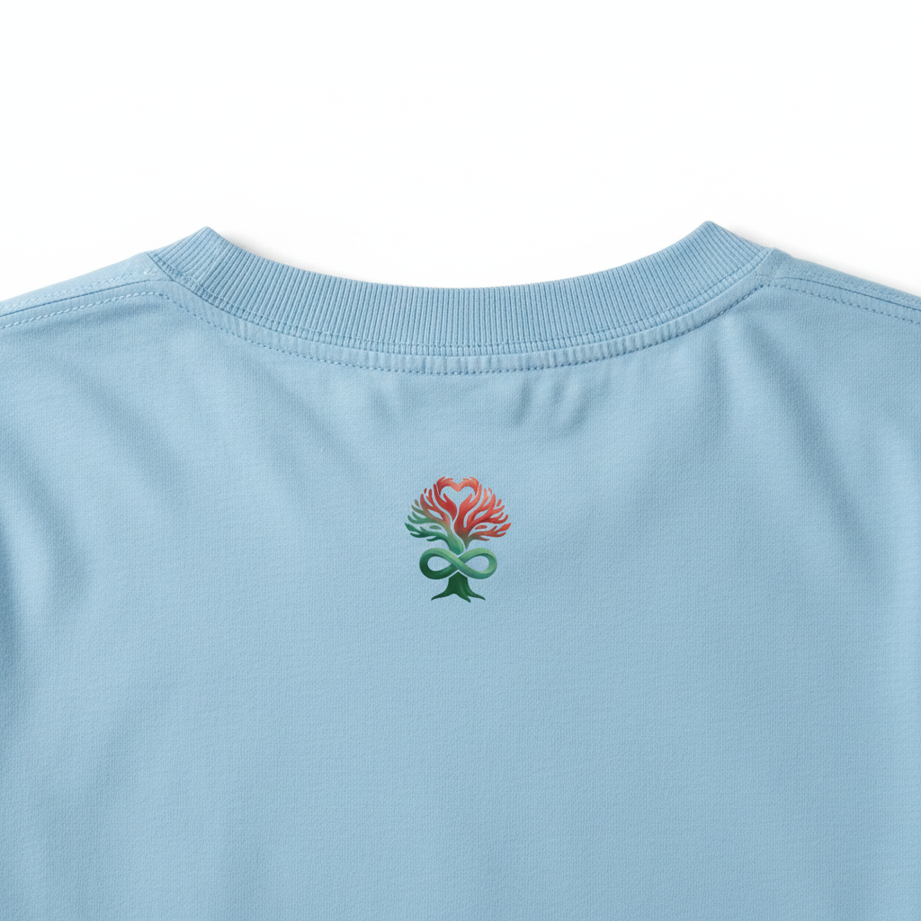 Light Blue Tee - Back Neck Heart Tree