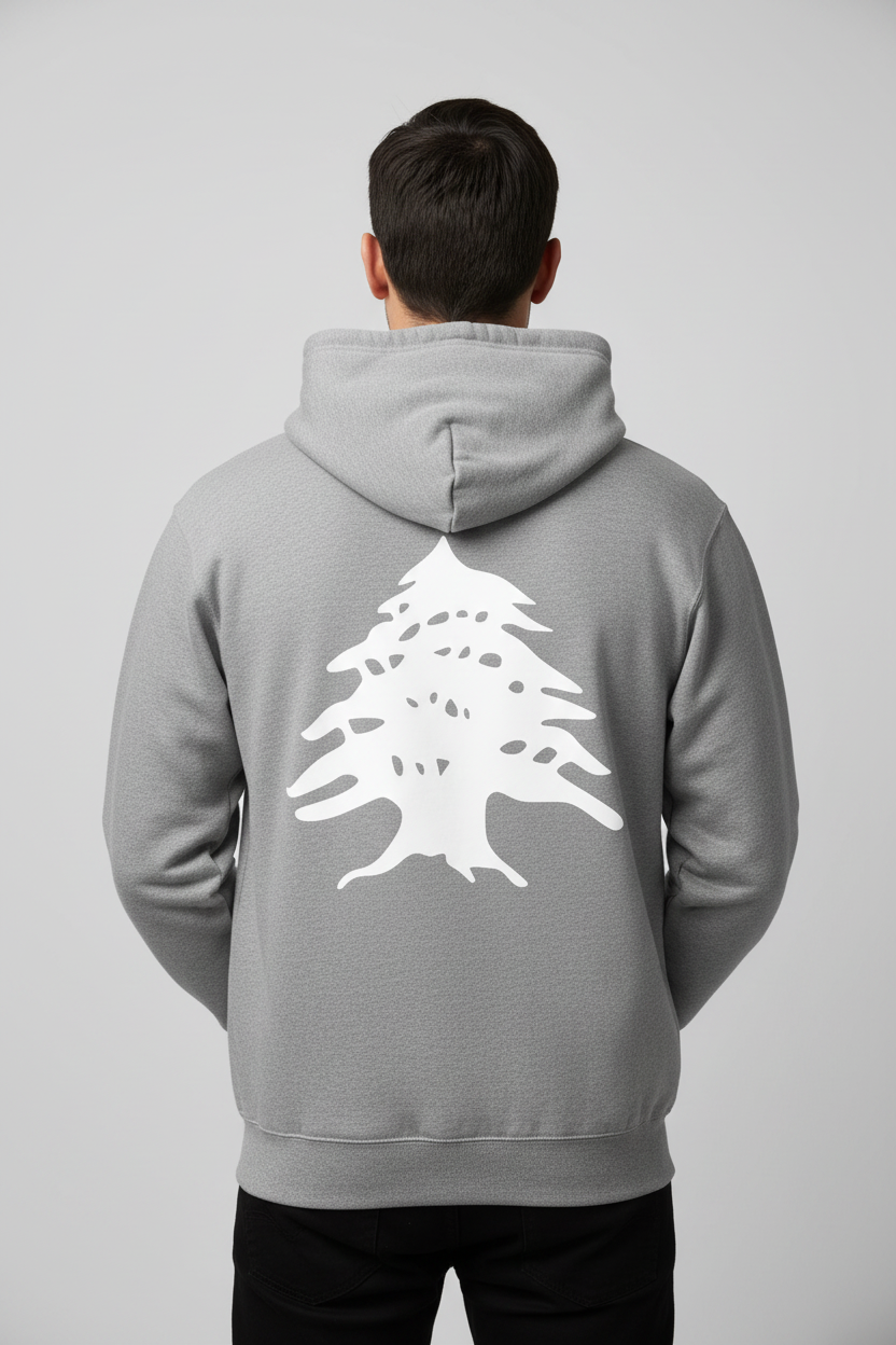 Male Model - Gray Cedar Hoodie Back