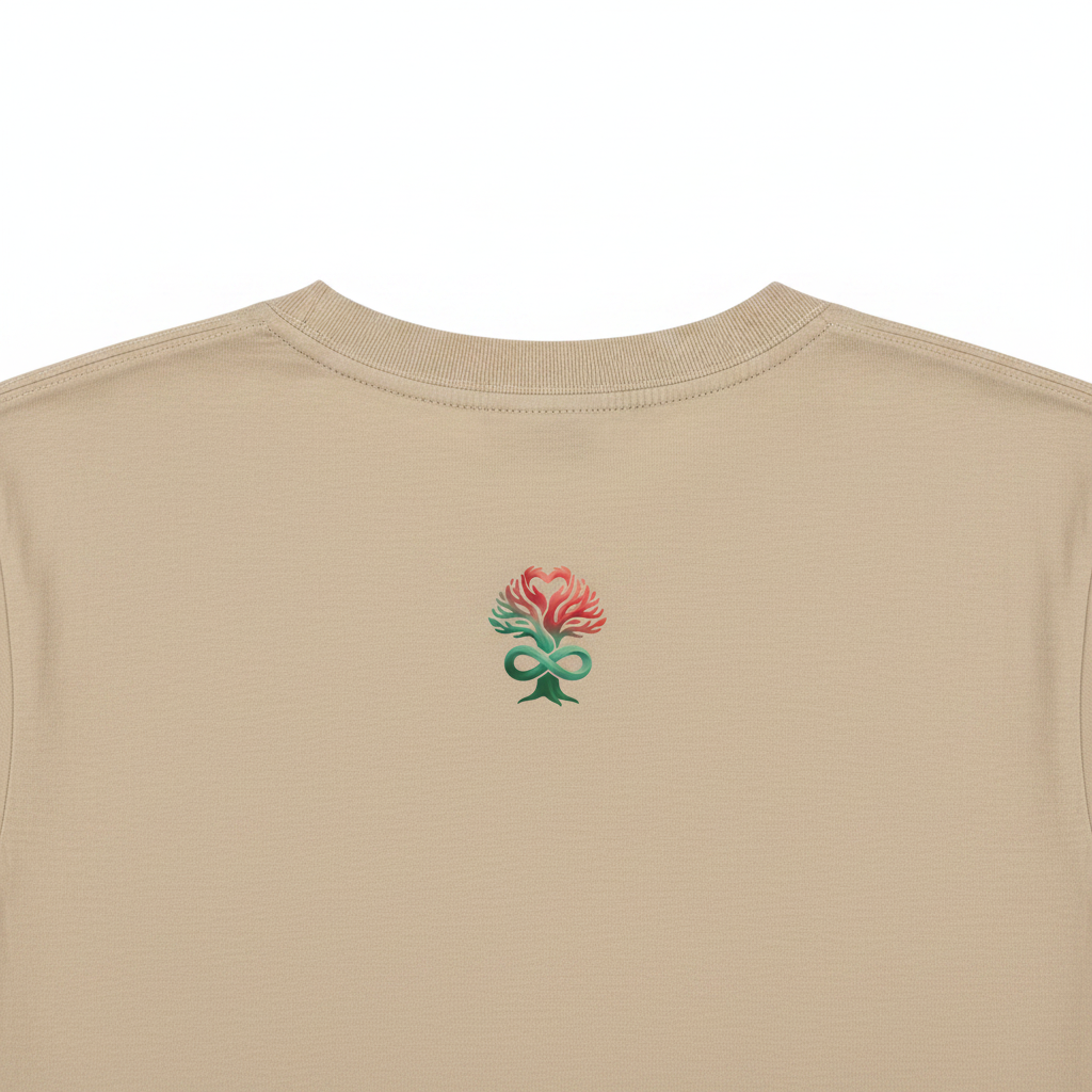 Tan Tee - Back Neck Heart Tree