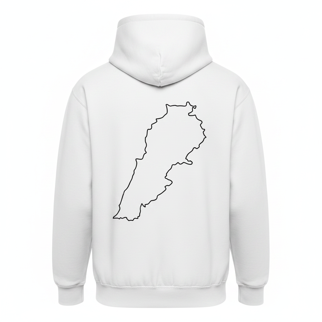 White Hoodie Back - Lebanon Outline