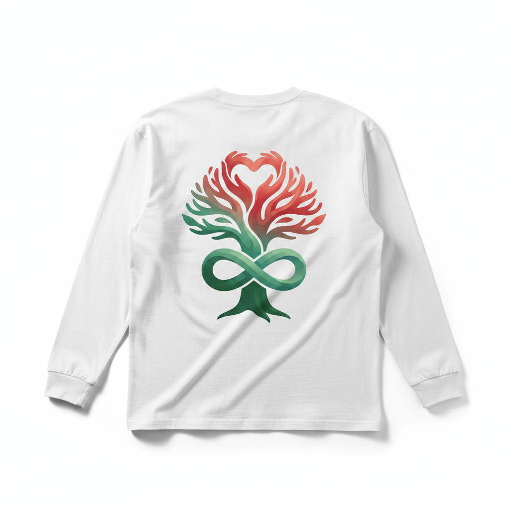 White Long Sleeve Back - Heart Tree
