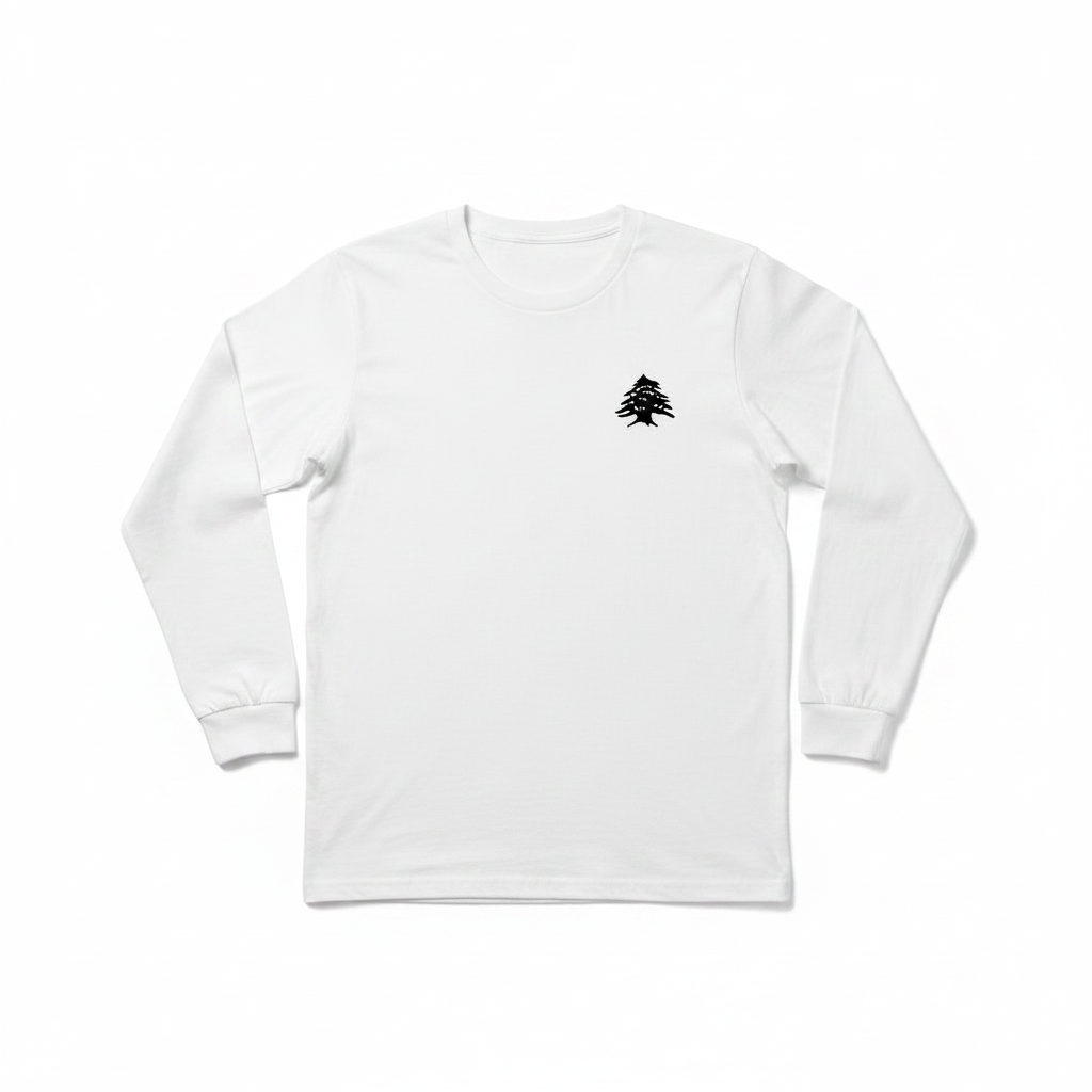 White Long Sleeve - Black Cedar