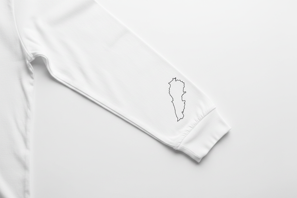 White Long Sleeve Cuff - Lebanon Map Close-up