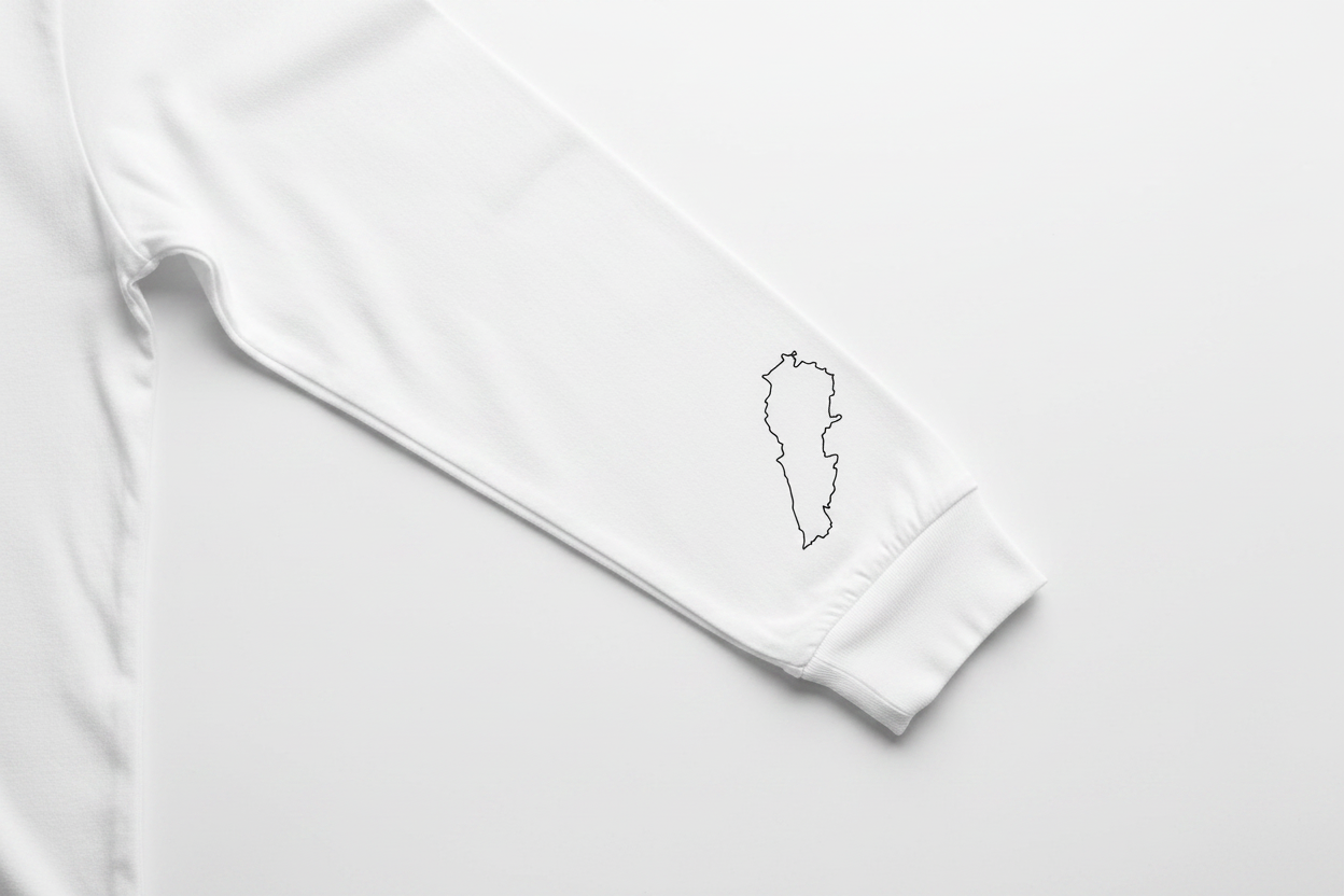 White Long Sleeve Cuff - Lebanon Map Close-up