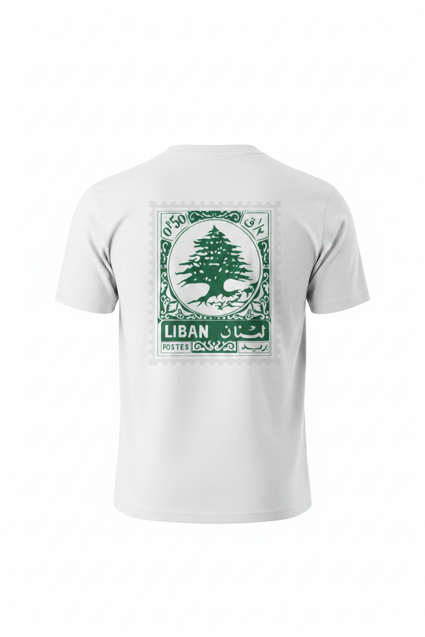 White Short Sleeve - Cedar Stamp Back