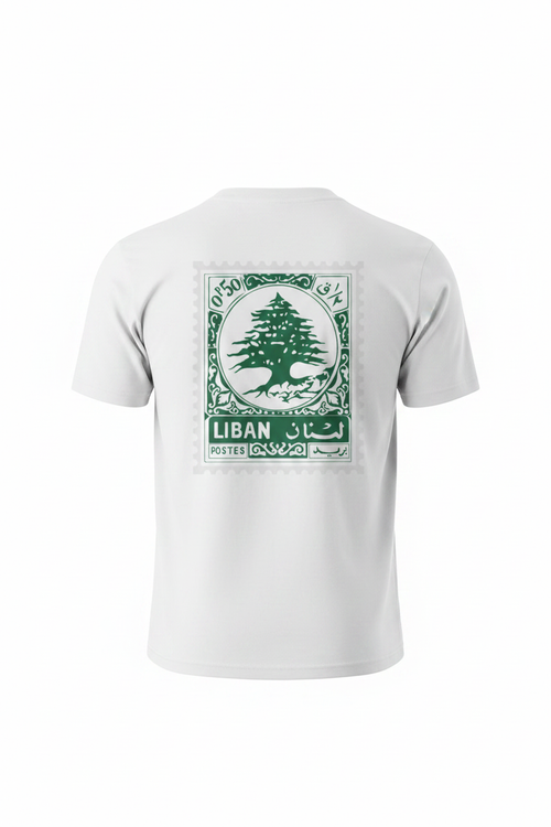 White Short Sleeve - Cedar Stamp Back