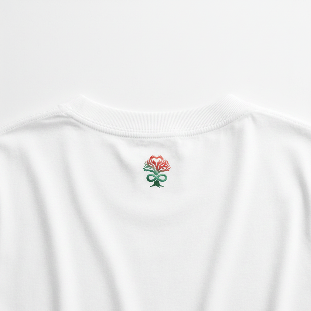 White Tee - Back Neck Heart Tree