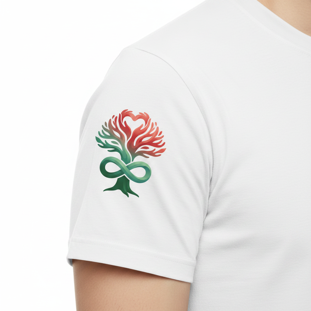 White Tee Sleeve - Heart Tree